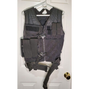 Black Tactical Utility Vest MOLLE Style Adjustable Multi‑Pocket - various uses